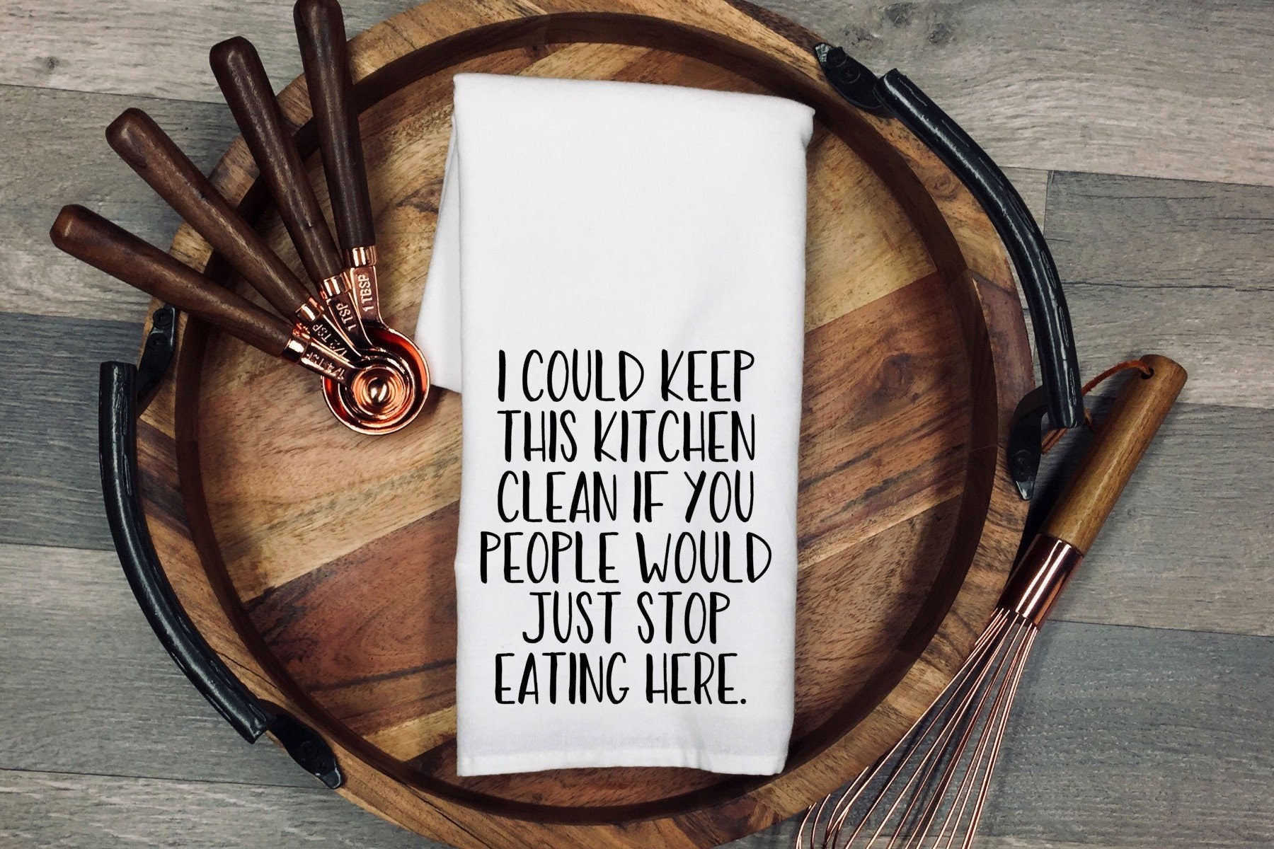 Funny Kitchen Towel: "Stop Eating Here" Flour Sack Dish Cloth