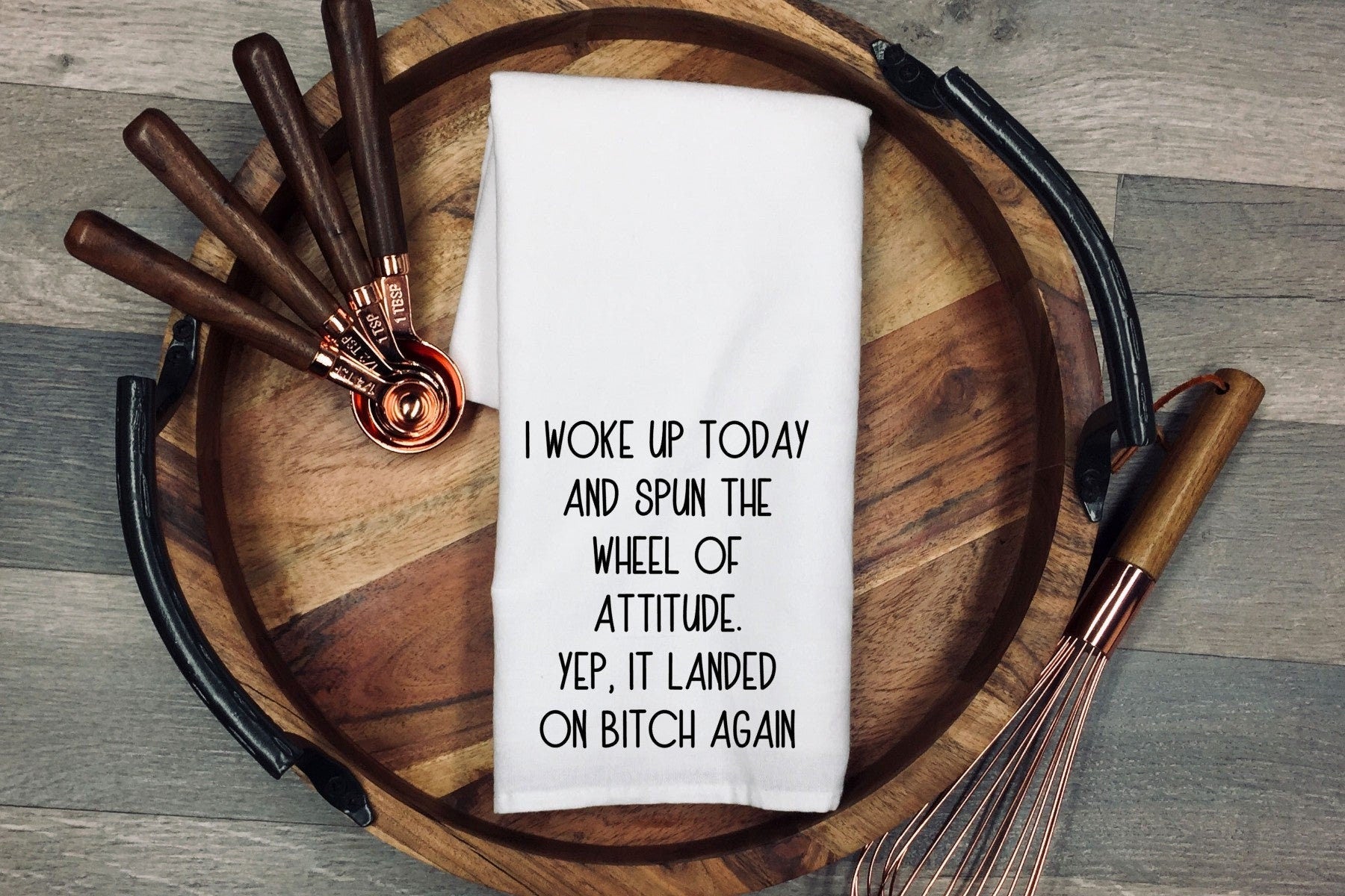 Funny Attitude Flour Sack Tea Towel: "Landed on Bitch" - Gag Gift