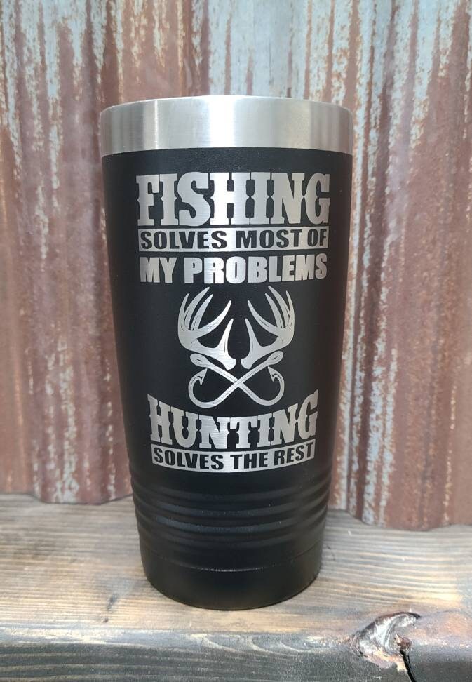 Engraved Fishing Hunting Tumbler, Personalized Gift for Him
