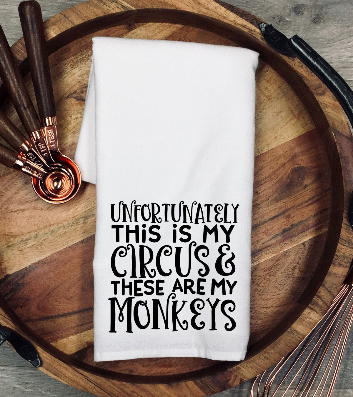 Funny Kitchen Tea Towel: Circus Monkeys Flour Sack Towel