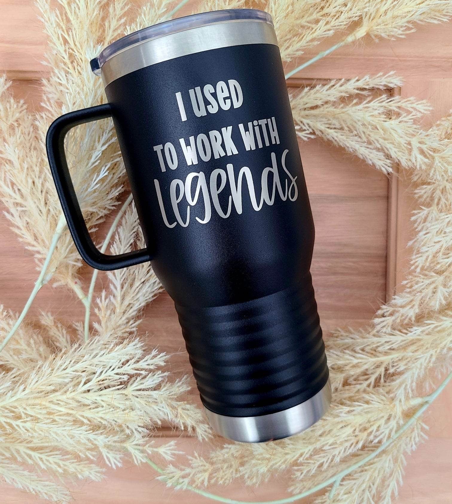 Custom Engraved Stainless Steel Tumbler with Handle, Insulated 20 oz, Logo, Text