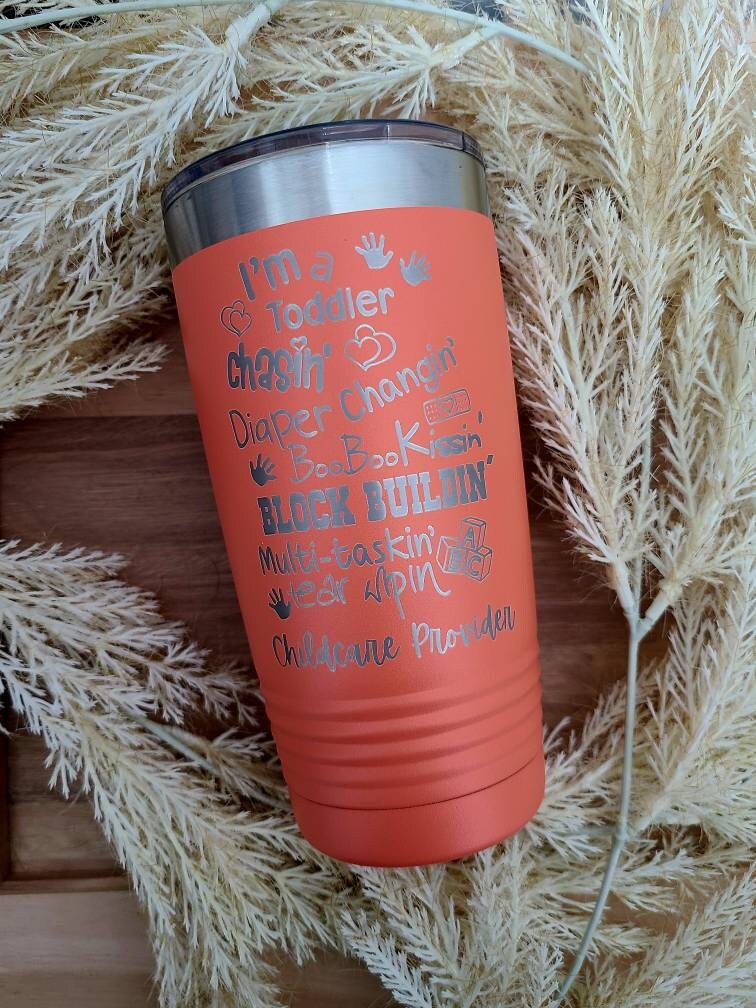Child Care Provider Tumbler: Laser Engraved Insulated Tea Cup Gift for Christmas