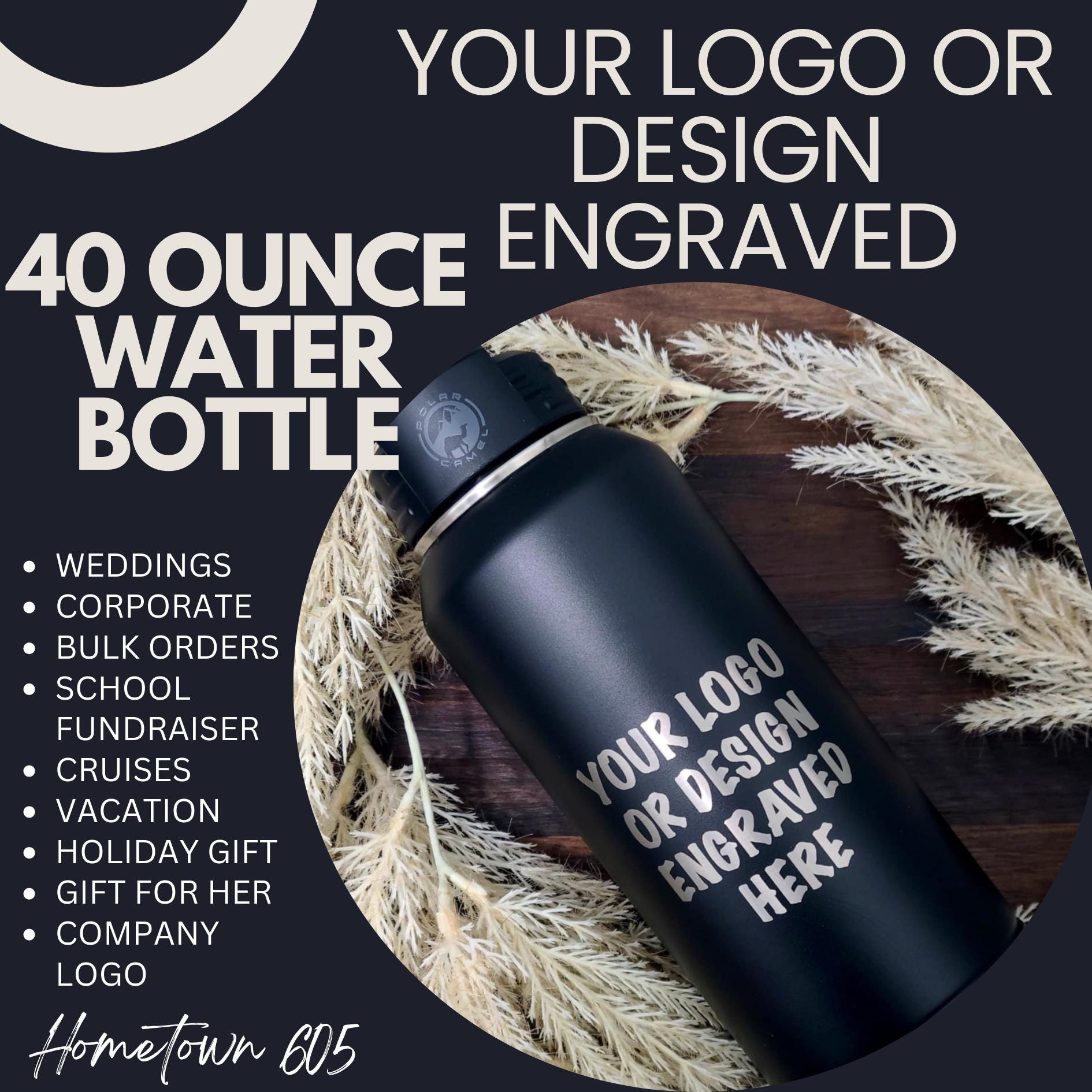 Engraved 40oz Insulated Water Bottle: Personalized Stainless Steel