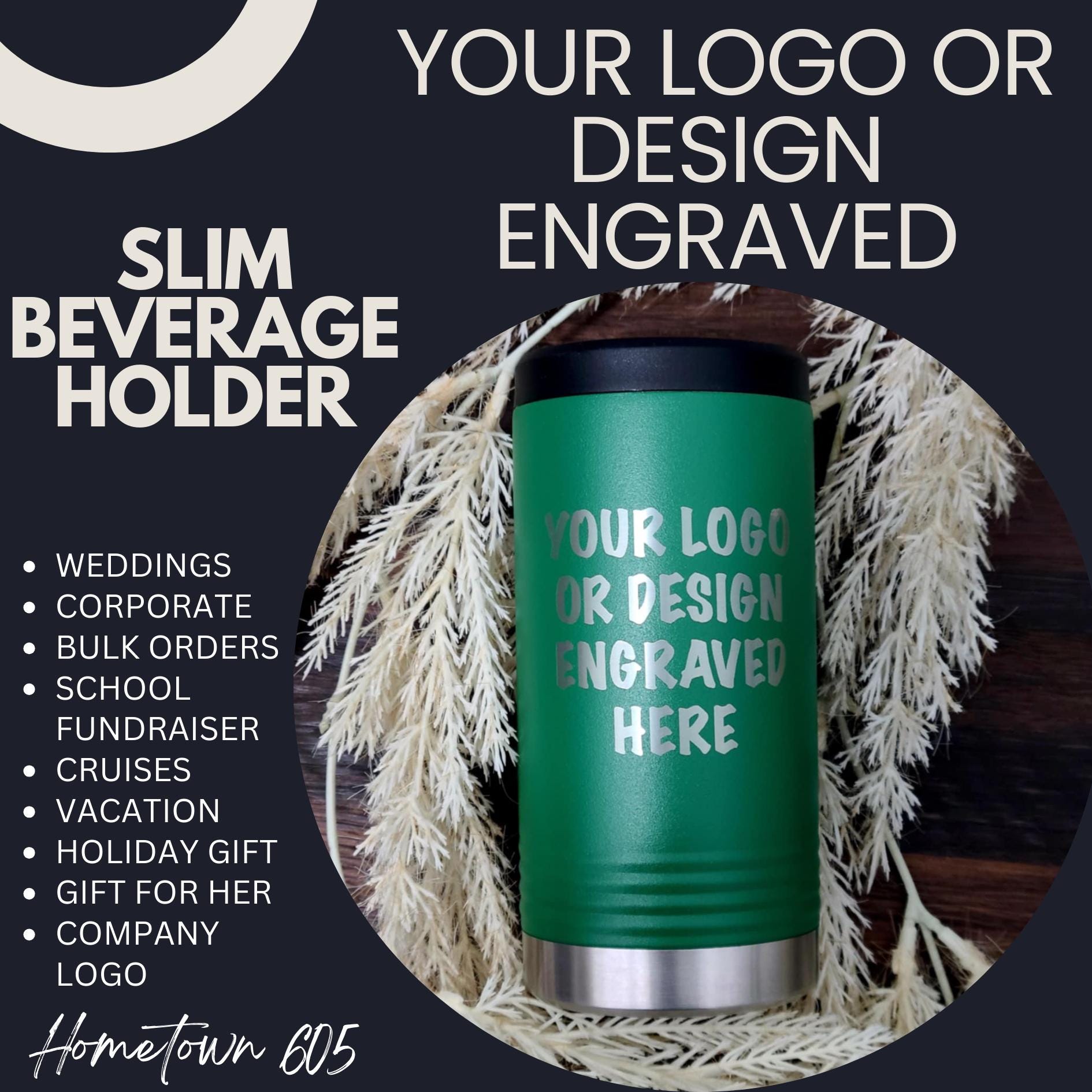 Personalized Logo Can Holder: Custom Engraved Stainless Steel Beverage Cooler