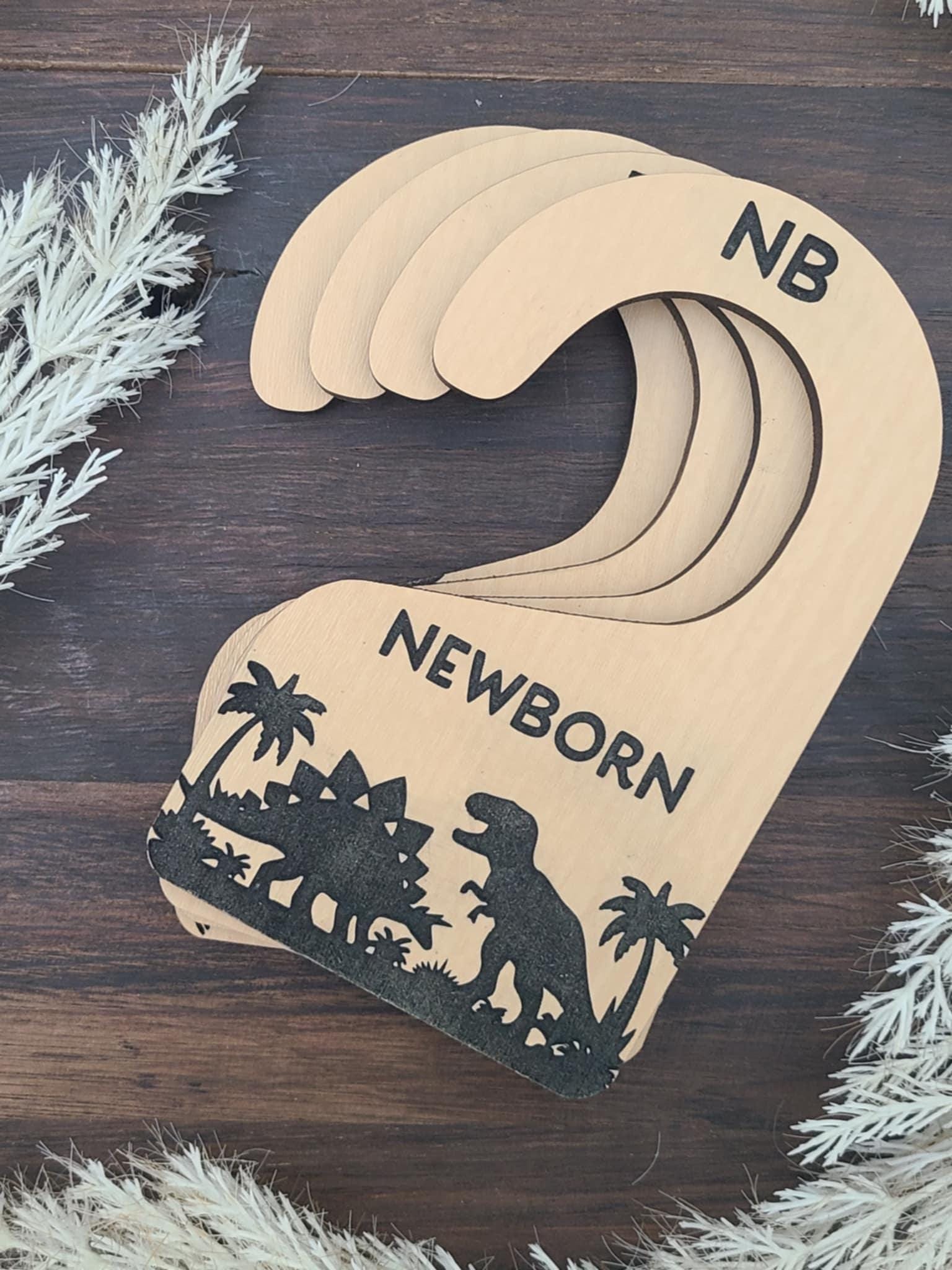 Dino Nursery Closet Dividers: Handmade Wood Baby Clothes Size Markers