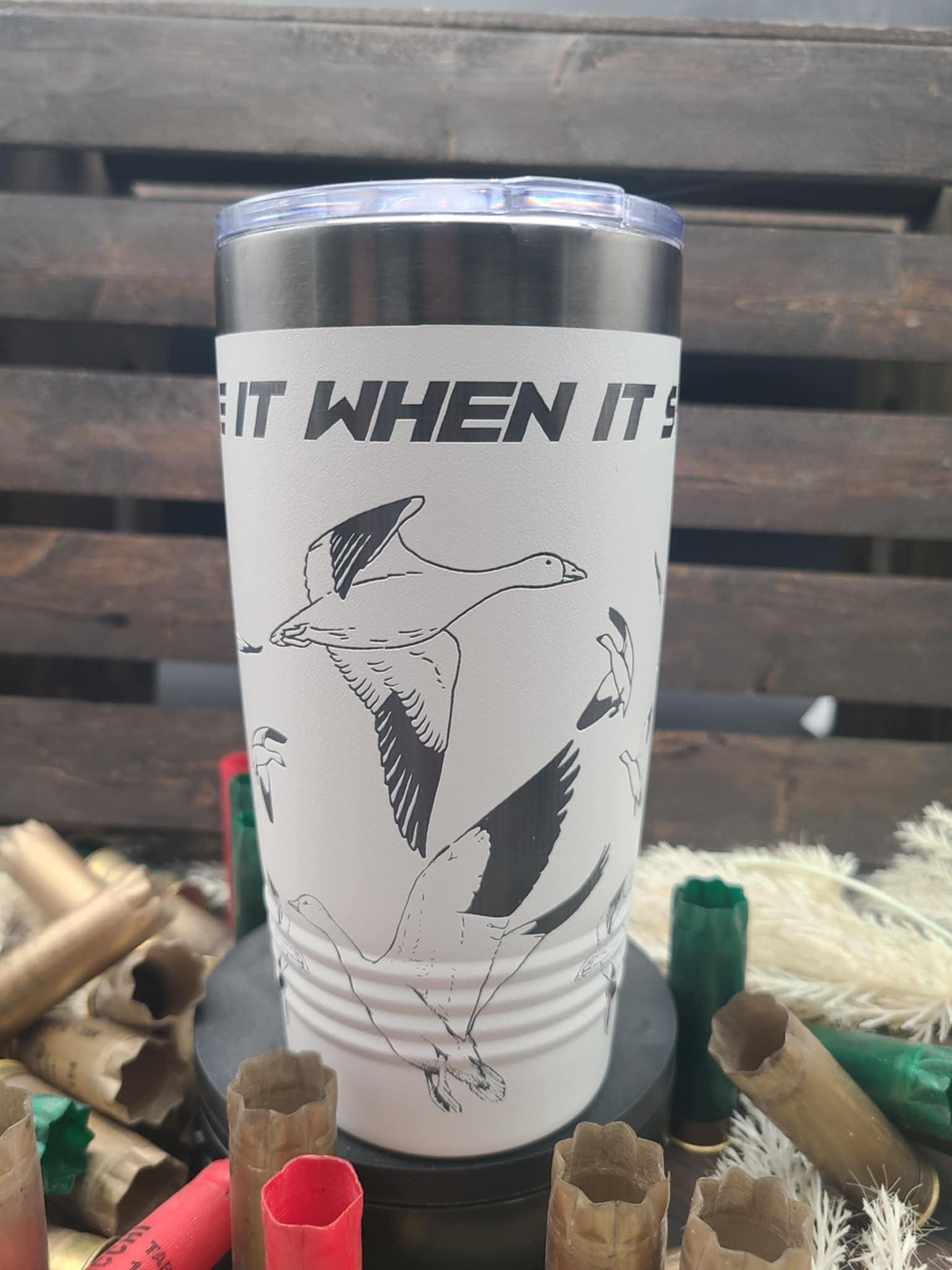 Snow Goose Hunting Tumbler: Engraved Waterfowl Scene, Gift for Hunter