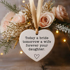 Personalized Mother of the Bride Ceramic Heart Ornament: Wedding Keepsake