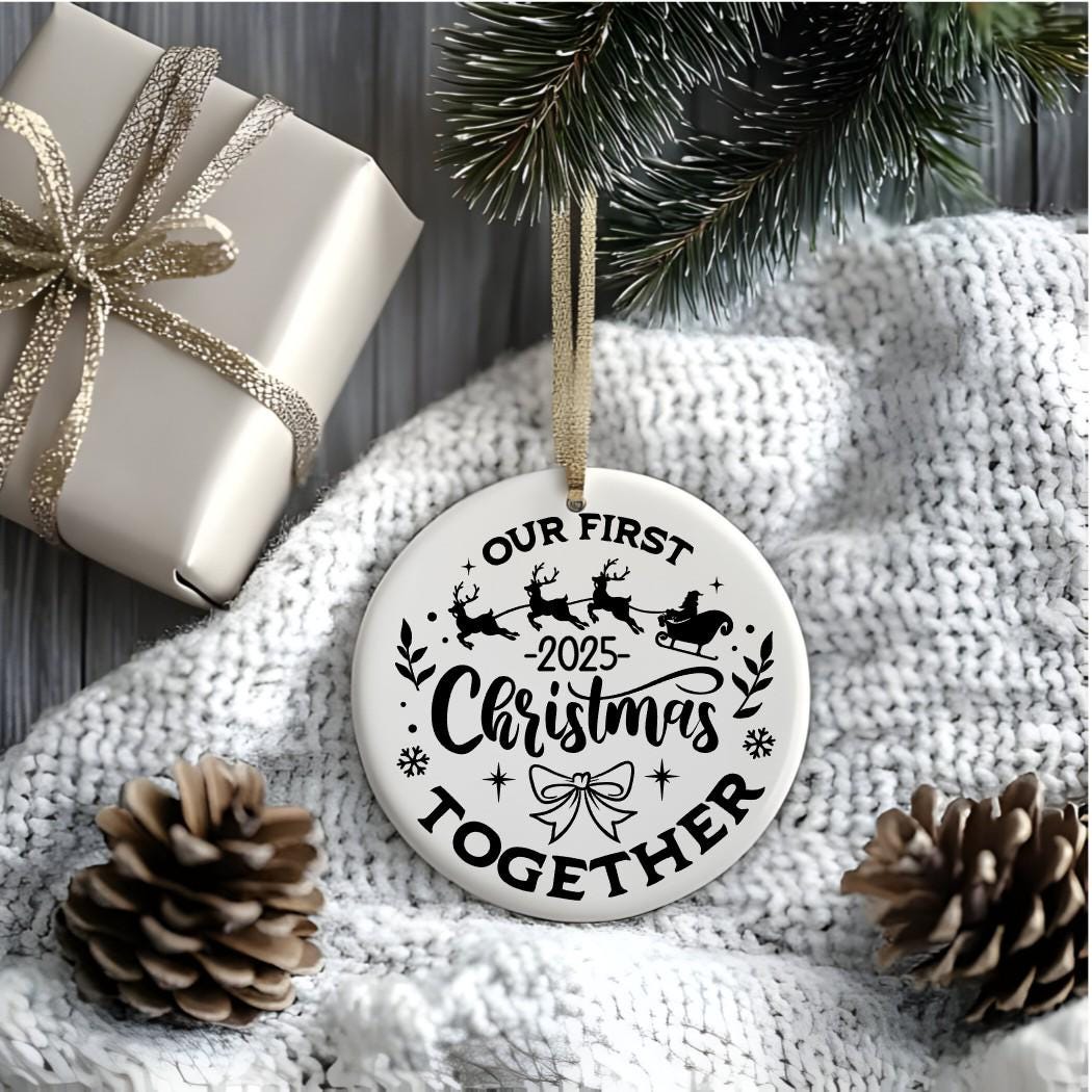 Personalized First Christmas Ornament 2025: Newlywed Keepsake Gift