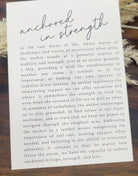 Anchor - Anchored in Strength Wood Story Card Ornament