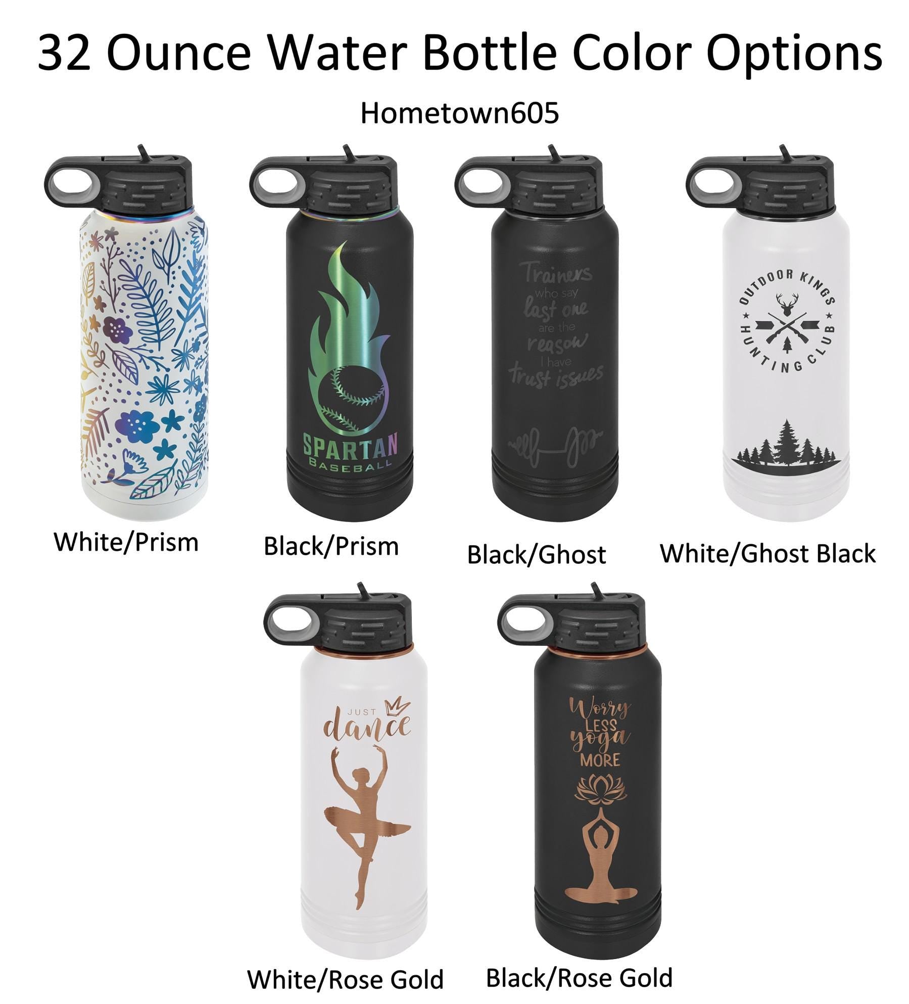 Engraved Insulated Water Bottle with Straw: Personalized 32 oz Stainless Steel
