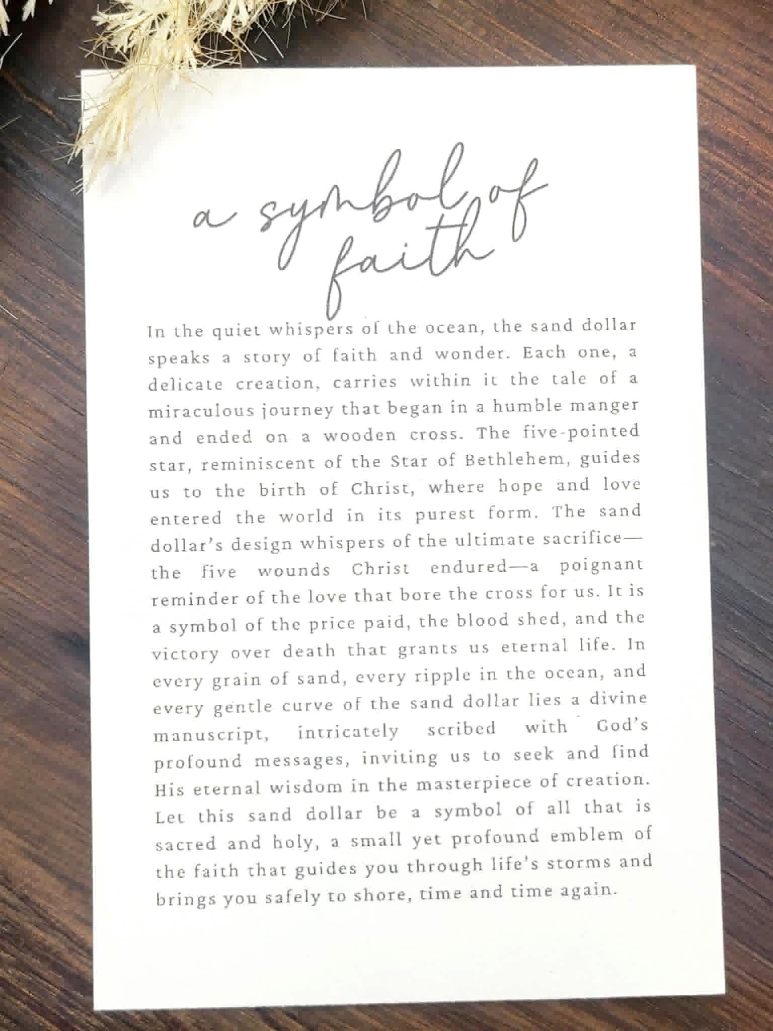 Sandollar - a symbol of Faith Story Card Ornament