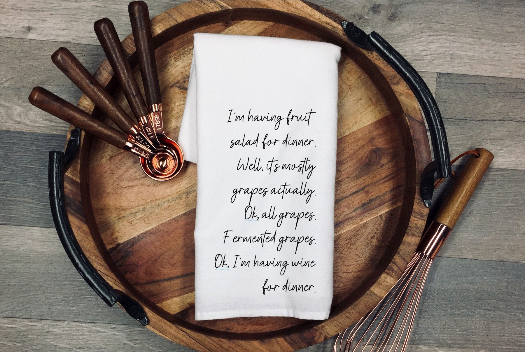 Funny Wine Dinner Tea Towel: Humorous Kitchen Dish Cloth