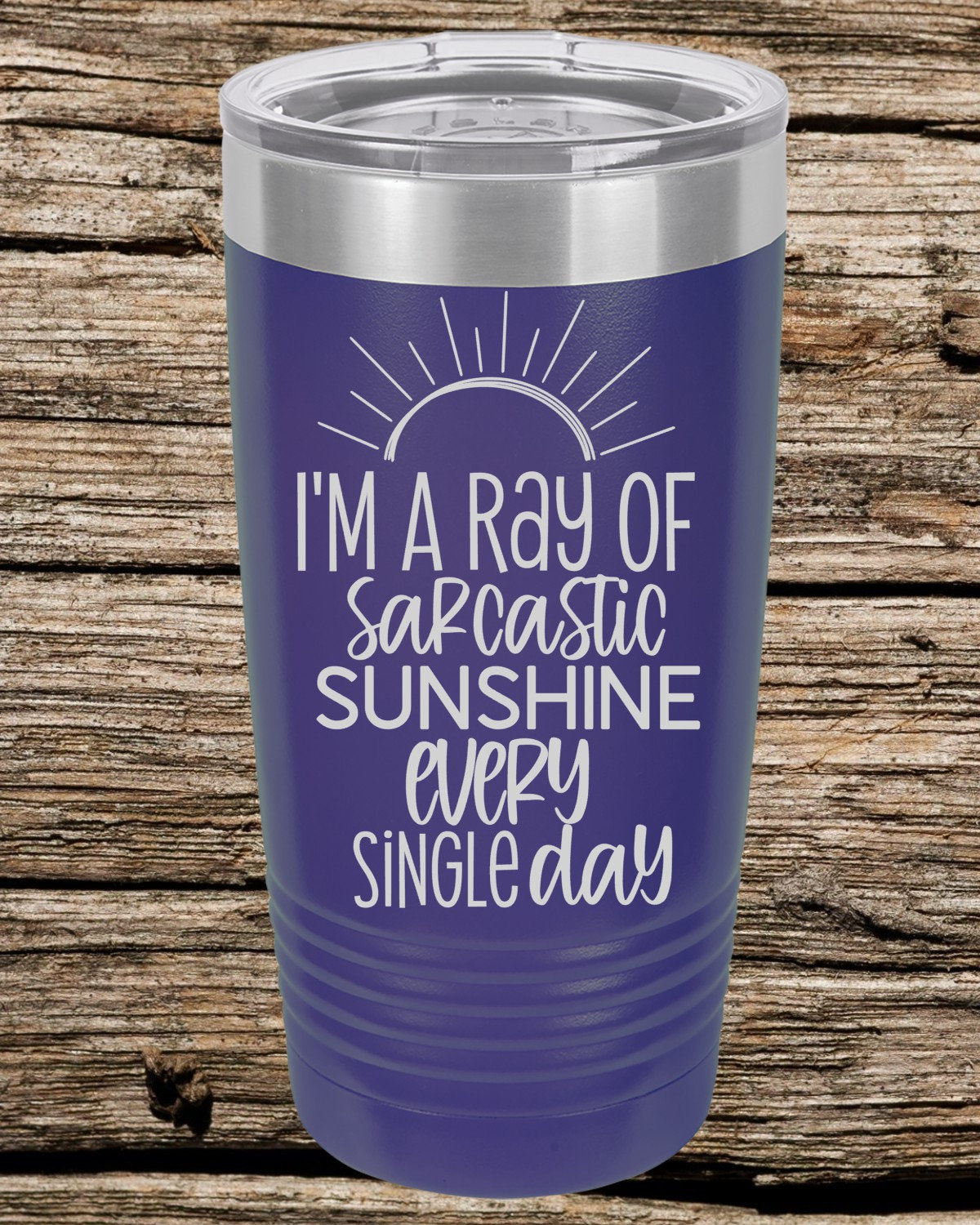 Sarcastic Sunshine Engraved Tumbler: 20oz Insulated Cup for Christmas