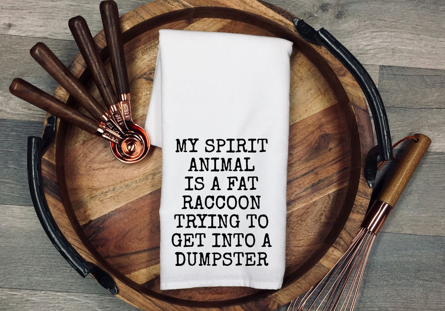 Funny Raccoon Tea Towel: 100% Cotton Flour Sack Dish Cloth