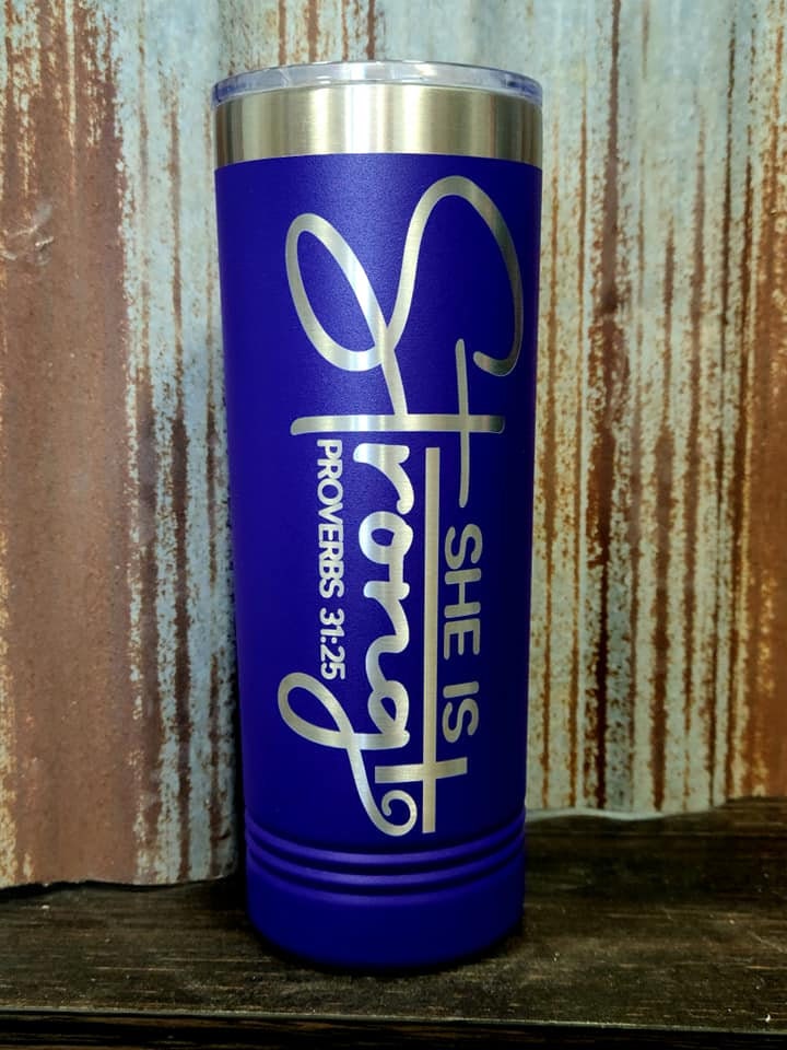 Personalized Bridesmaid Tumbler, Engraved 22 oz Skinny Cup