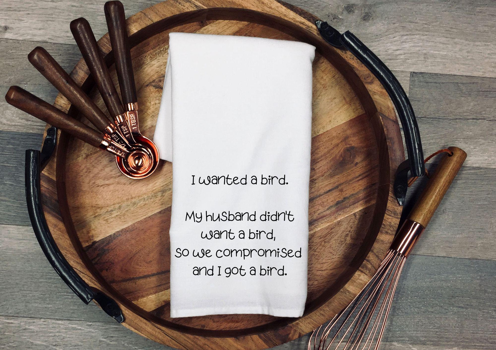 Bird Lover Flour Sack Tea Towel: Rustic Kitchen Decor, 100% Cotton Gift for Christmas