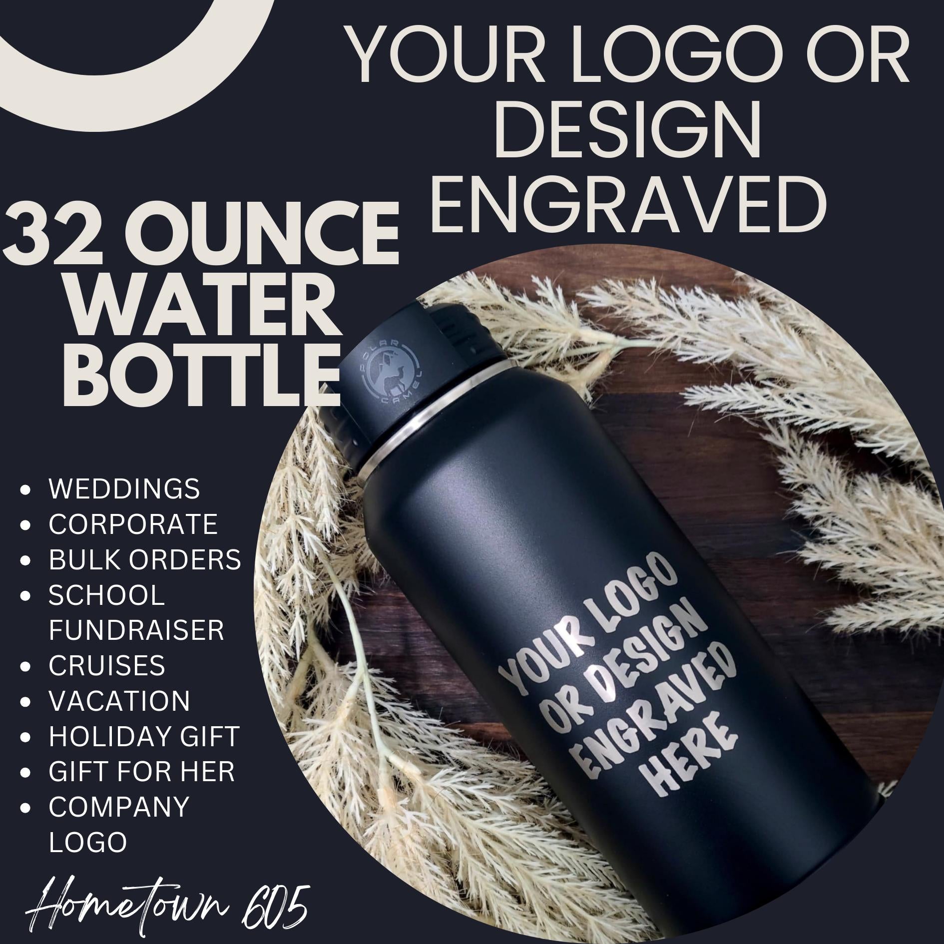 Engraved Insulated Water Bottle with Straw: Personalized 32 oz Stainless Steel