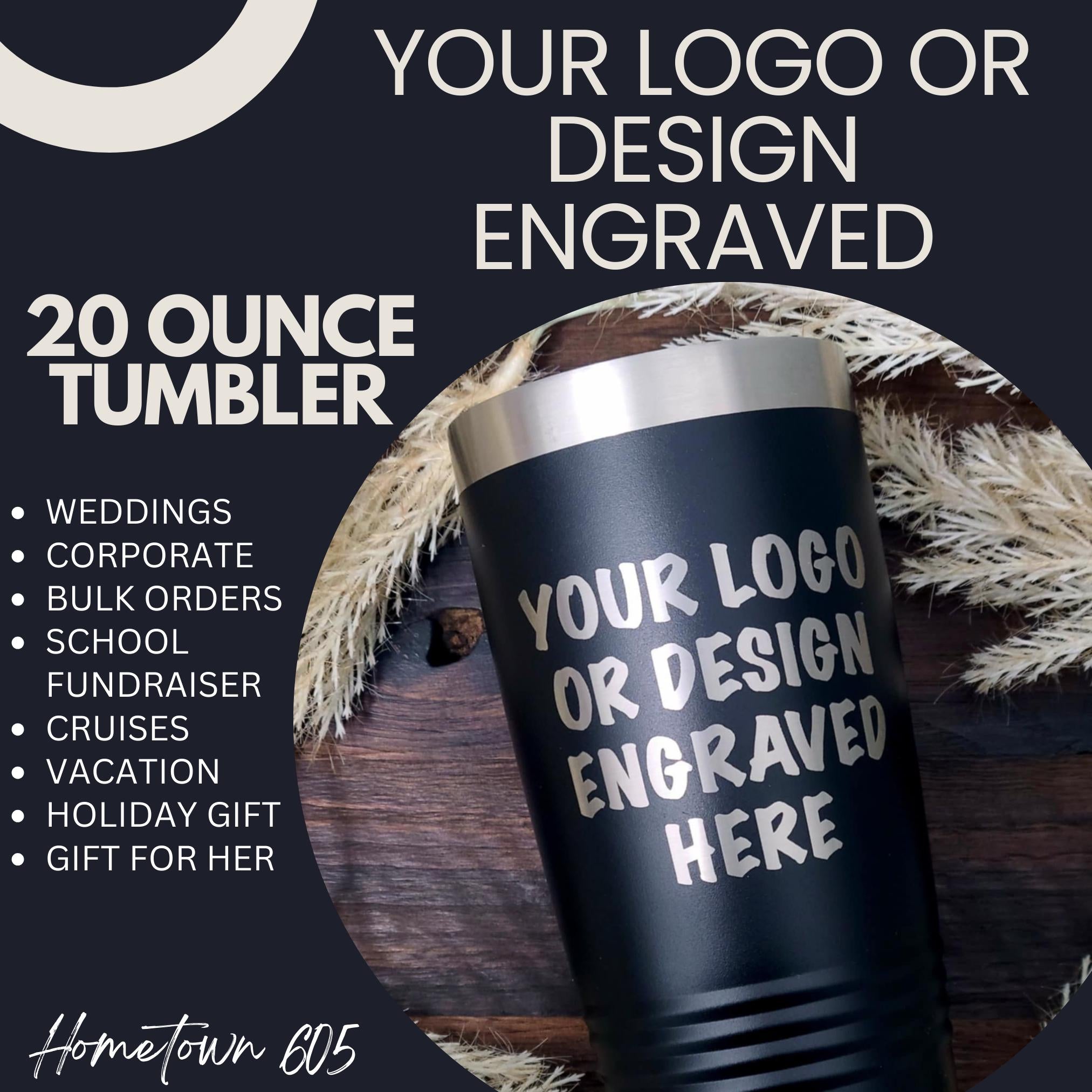 Personalized 20oz Wedding Tumbler • Bridesmaid or Groomsmen Gift • Custom Engraved Stainless Cup