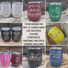 Personalized Insulated Wine Tumbler – Custom Engraved 12oz, Wedding Gift