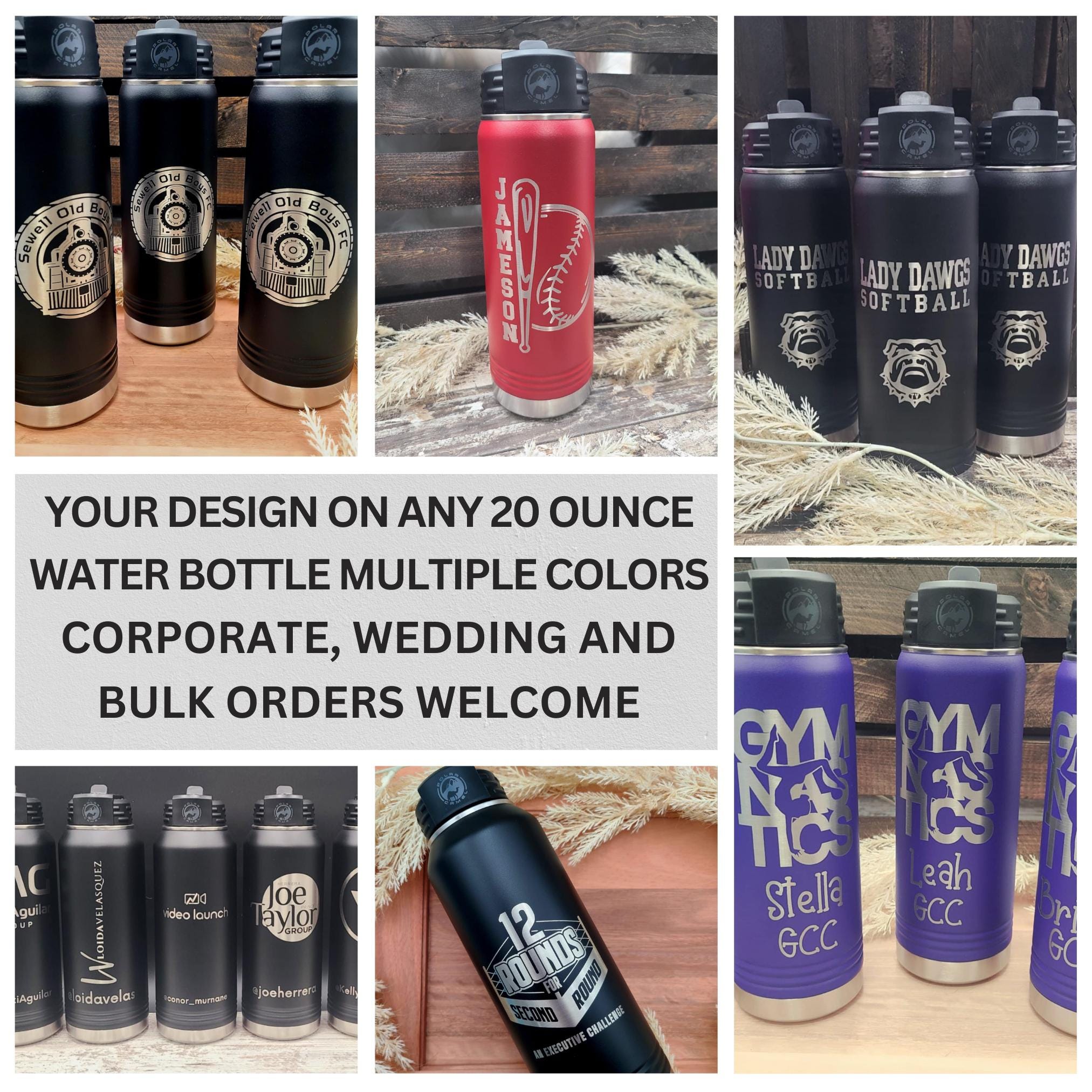 Laser Engraved 20 oz Insulated Water Bottle: Personalized Polar Camel Tumbler