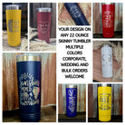 Personalized 22 oz Skinny Tumbler with Lid and Straw, Laser Engraved