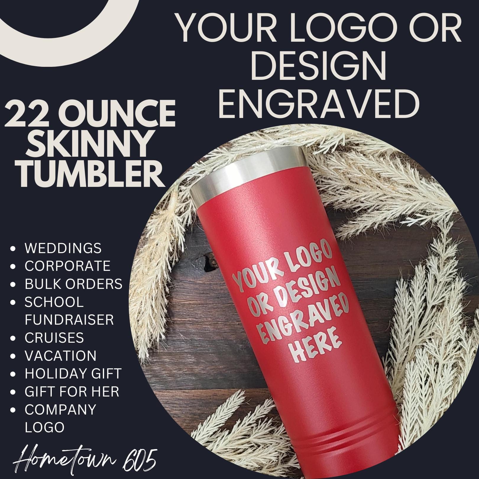 Personalized Bridesmaid Tumbler, Engraved 22 oz Skinny Cup