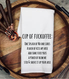 Funny “Fuckoffee” Tea Towel – Flour Sack, 100% Cotton Dish Cloth, Gag & Coffee Lover Gift
