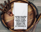 Funny Parenting Tea Towel: "Frat House" Quote, 100% Cotton Dish Cloth