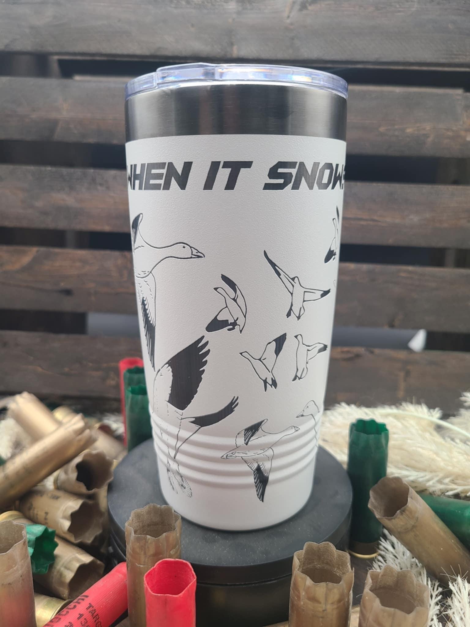 Snow Goose Hunting Tumbler: Engraved Waterfowl Scene, Gift for Hunter