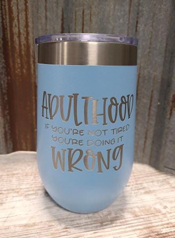 Custom Logo Engraved Wine Tumbler: 16 oz Insulated Stainless Steel Gift for Christmas