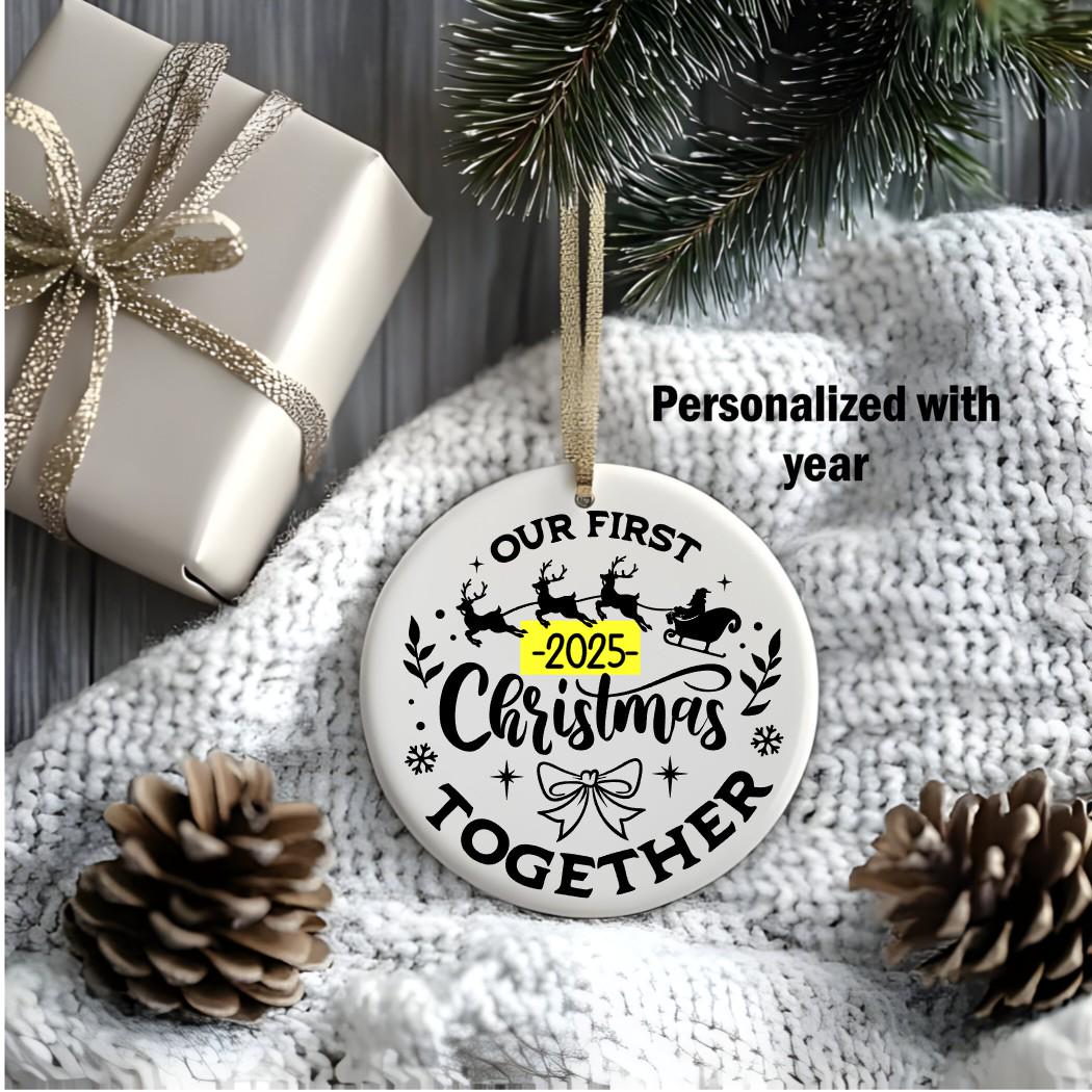 Personalized First Christmas Ornament 2025: Newlywed Keepsake Gift
