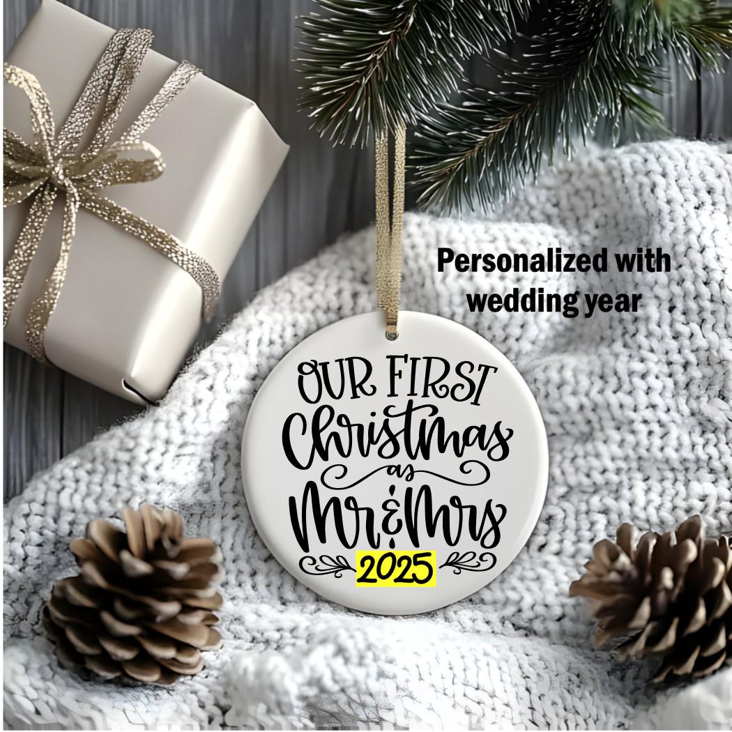 Personalized Mr & Mrs Christmas Ornament: First Christmas Keepsake