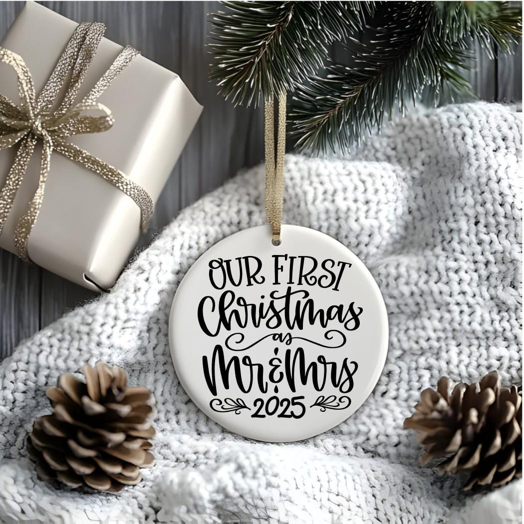 Personalized Mr & Mrs Christmas Ornament: First Christmas Keepsake