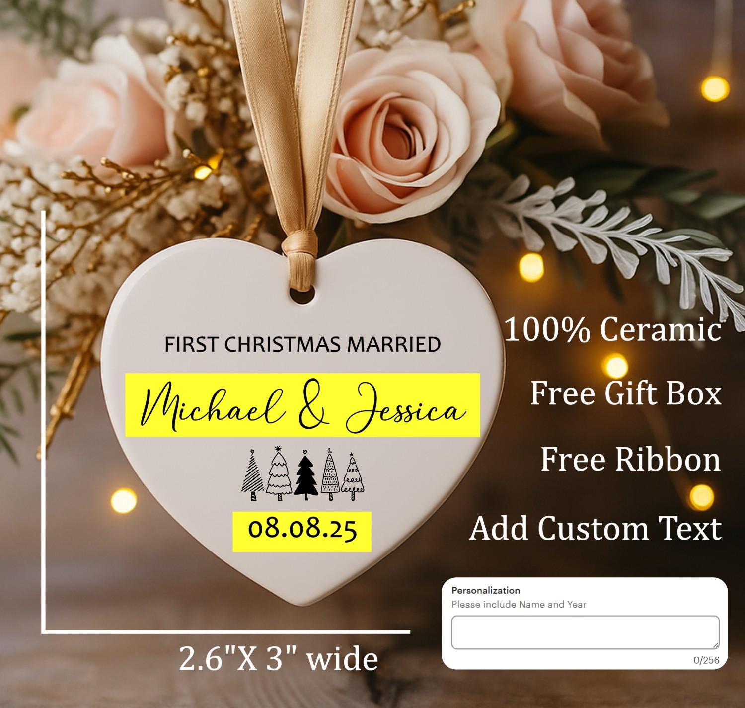 Personalized Mr & Mrs First Christmas Ornament: Wedding Keepsake