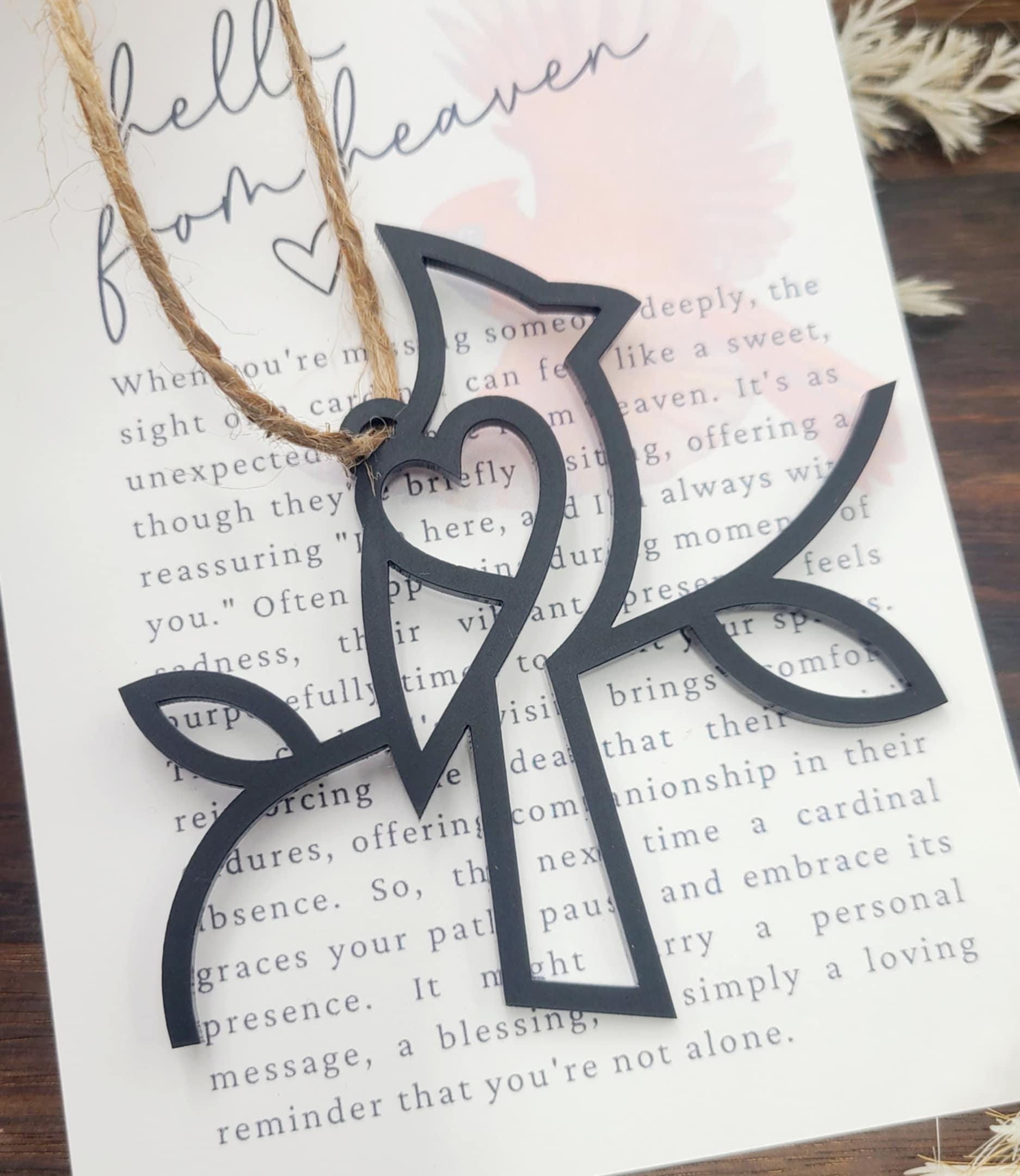 Cardinal Ornament • Heavenly Messenger Memorial Gift • Laser Cut Wood Sympathy Ornament• Personalized Keepsakememorial poem