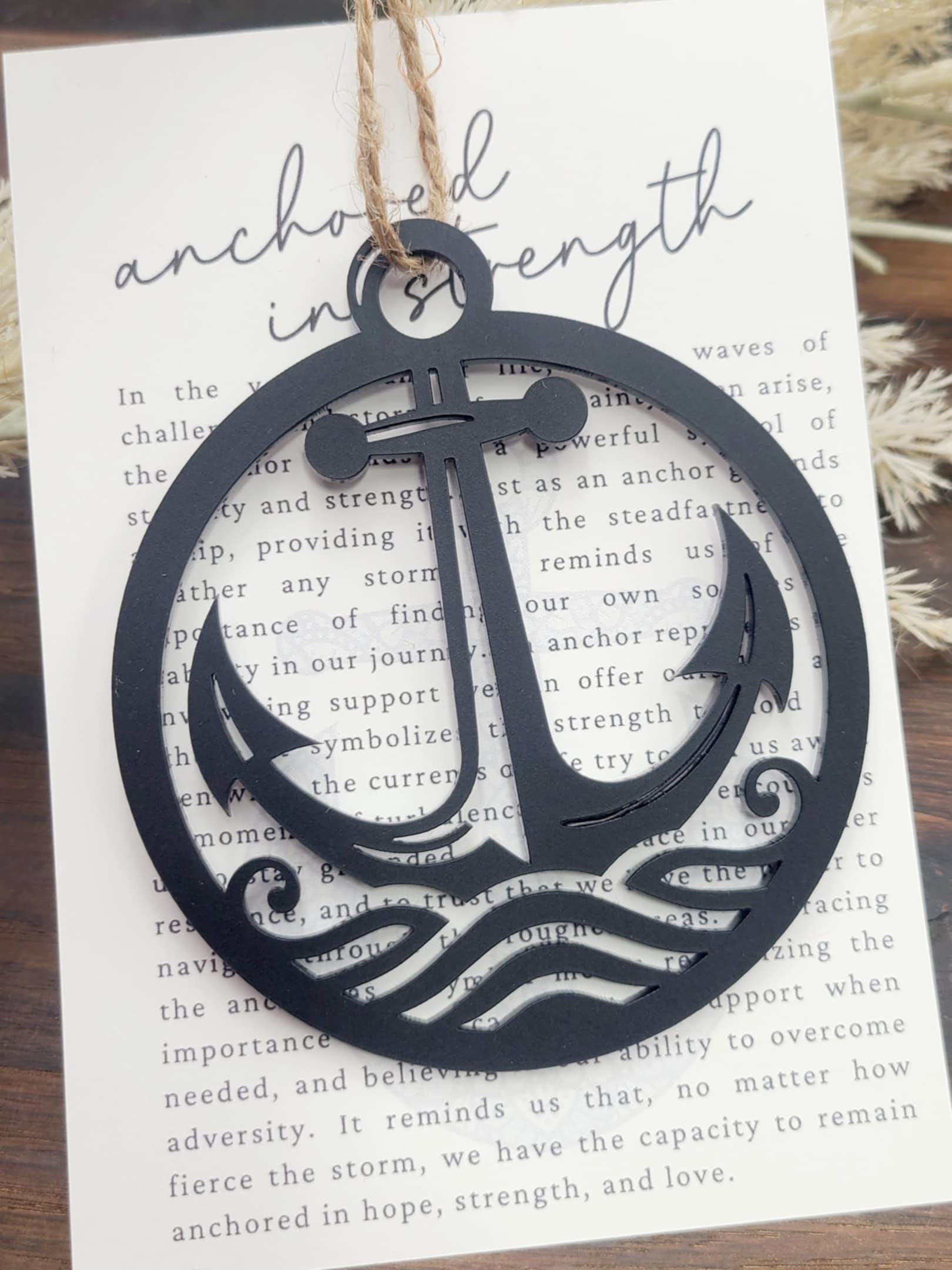Anchor - Anchored in Strength Wood Story Card Ornament