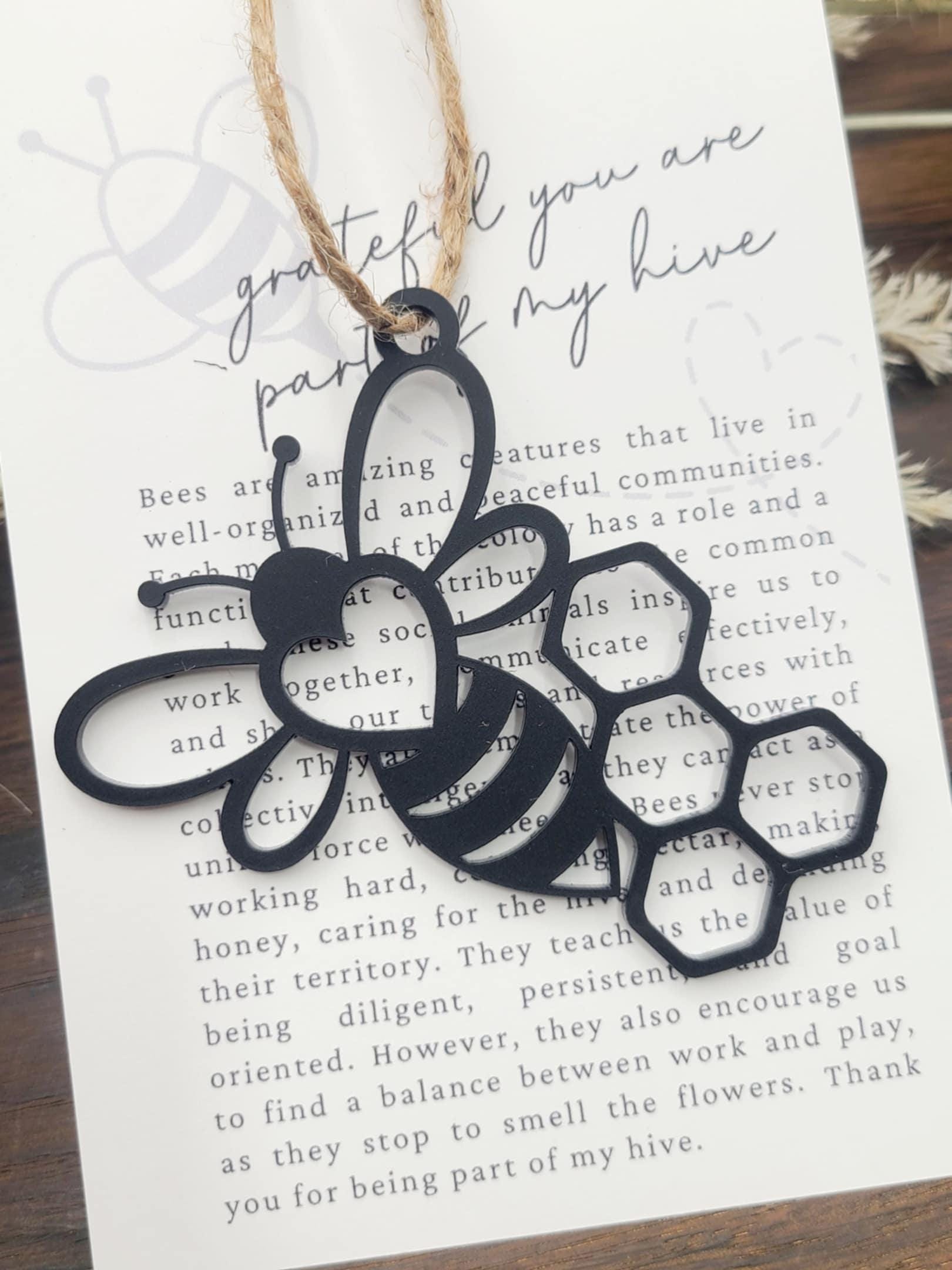Bee Wood Story Card Ornament "Thank you for being a part of my hive"