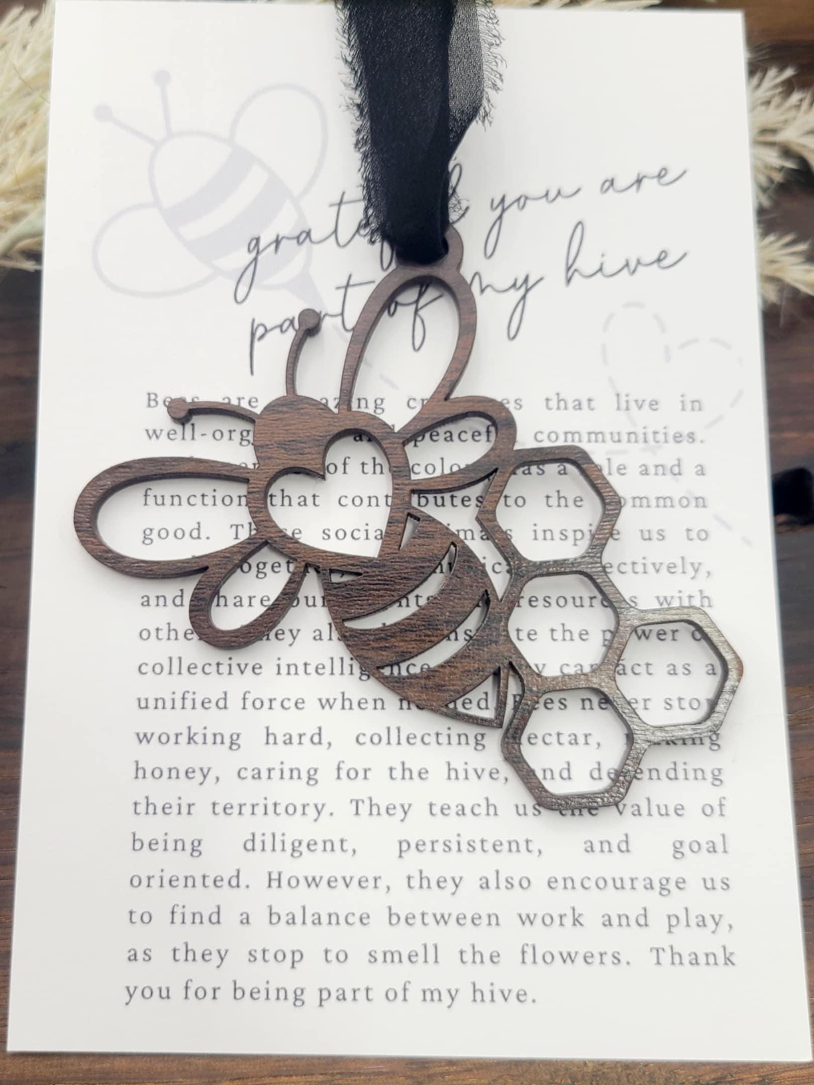 Bee Wood Story Card Ornament "Thank you for being a part of my hive"