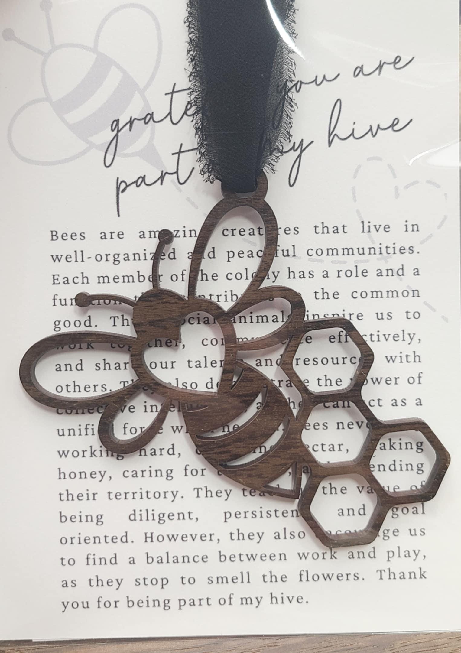 Bee Wood Story Card Ornament "Thank you for being a part of my hive"