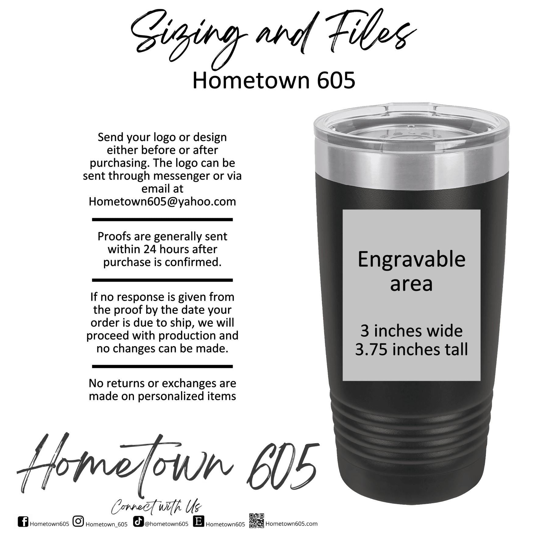Custom engraved 20 oz stainless steel tumbler: Personalized Logo Gifts