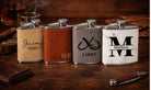 Personalized Leather Groomsmen Flask • Engraved Wedding Gift