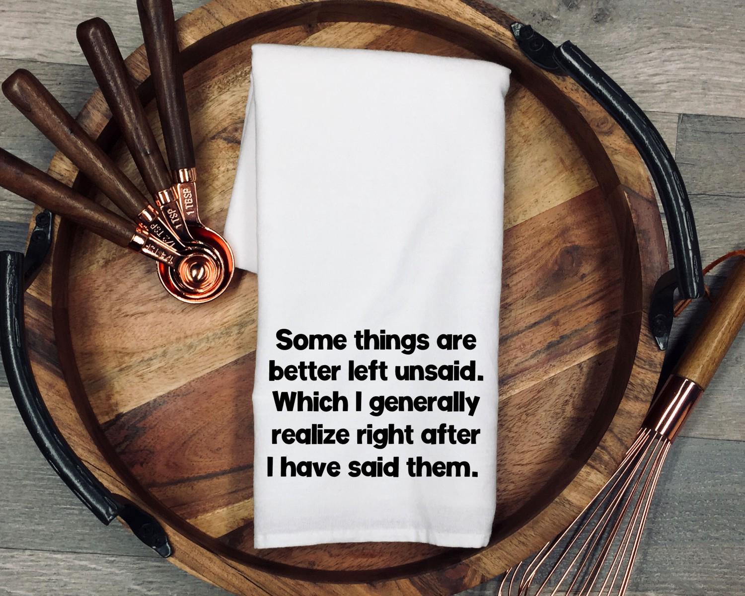 Funny Sarcastic Tea Towel, Unfiltered Thoughts Gift, Adult Humor Kitchen Towel, Funny Quote Gift, Coworker Present