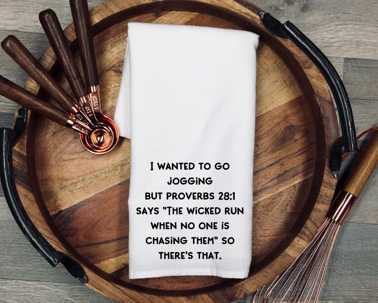 Funny Christian Tea Towel, Proverbs 28 1 Quote, Christian Humor Gift, Funny Bible Verse Towel, Religious Gift
