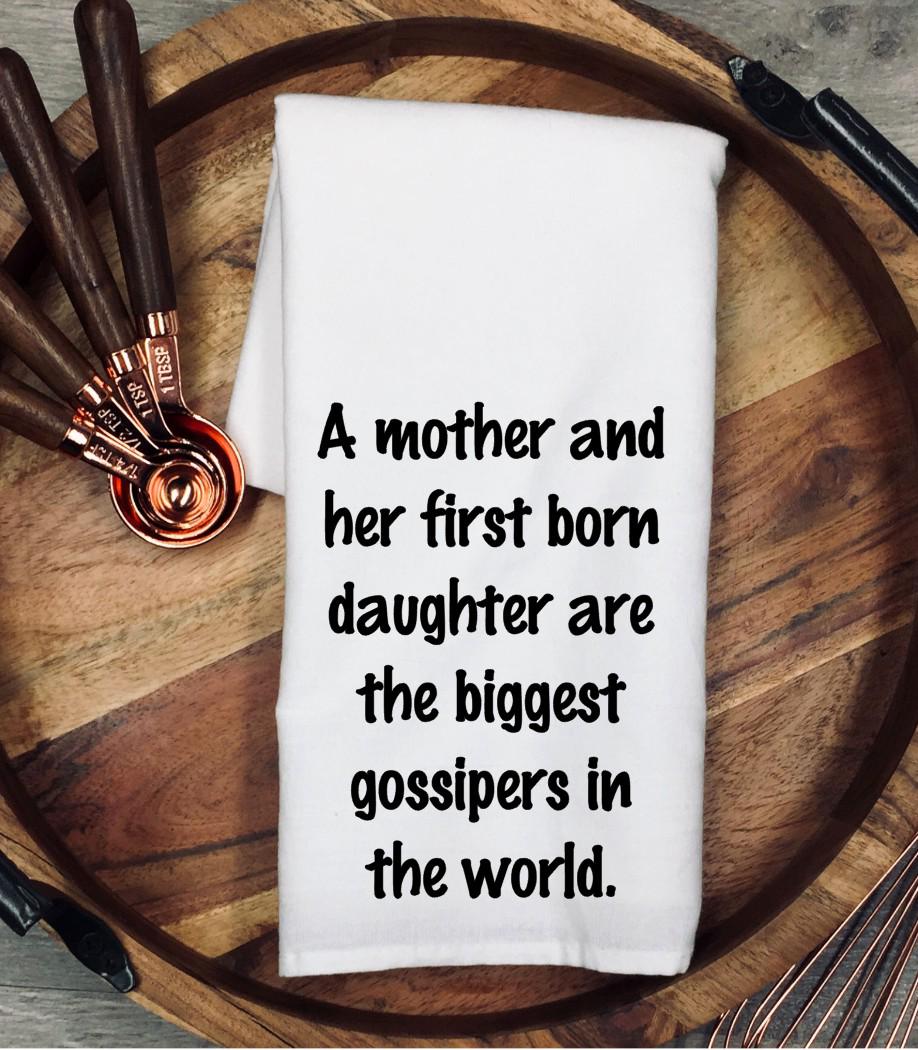 Mother Daughter Gift Tea Towel, Funny Mom Quote, First Born Daughter Gift, Mother Daughter Humor, Gift for Mom