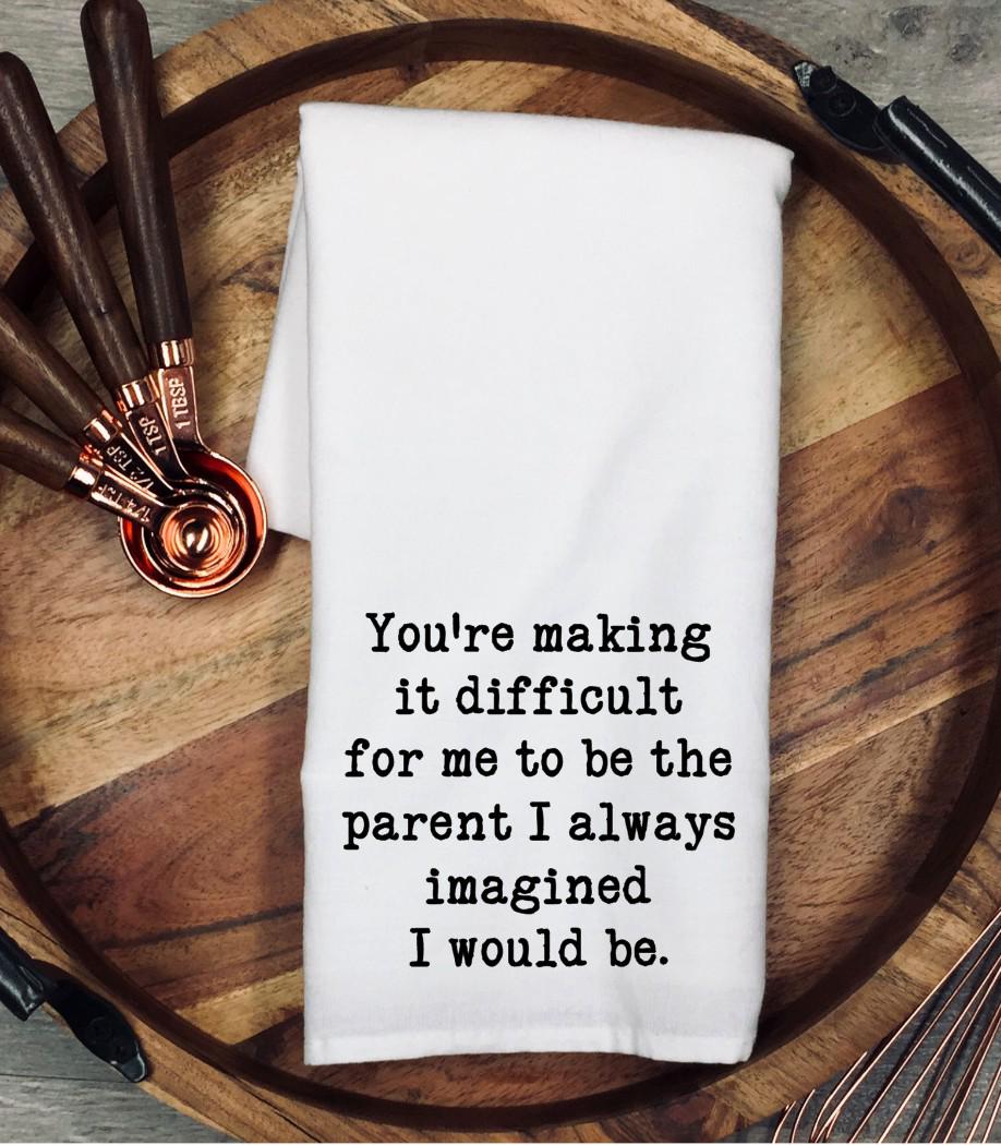 Funny Parenting Tea Towel, Parent Humor Gift, Mom Life Quote, Dad Life Kitchen Decor, Funny Parent Present
