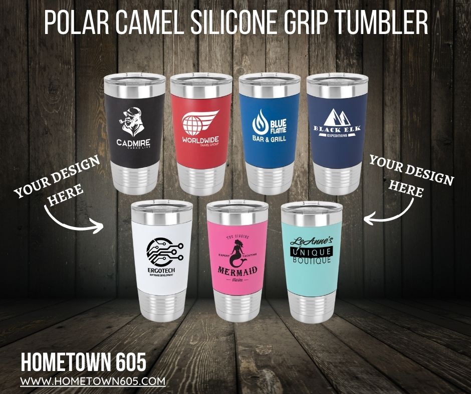 Laser Engraved Silicone Grip Wrapped Tumbler With Custom Image, Logo, and/or Text. 20oz Personalized Tumbler, Corporate gift, fundraiser