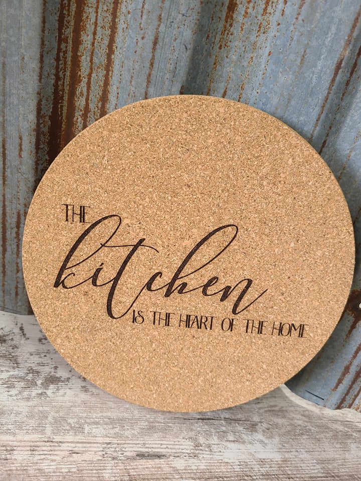 The Kitchen is the Heart of the Home Custom Thick Circular Cork Kitchen Trivet