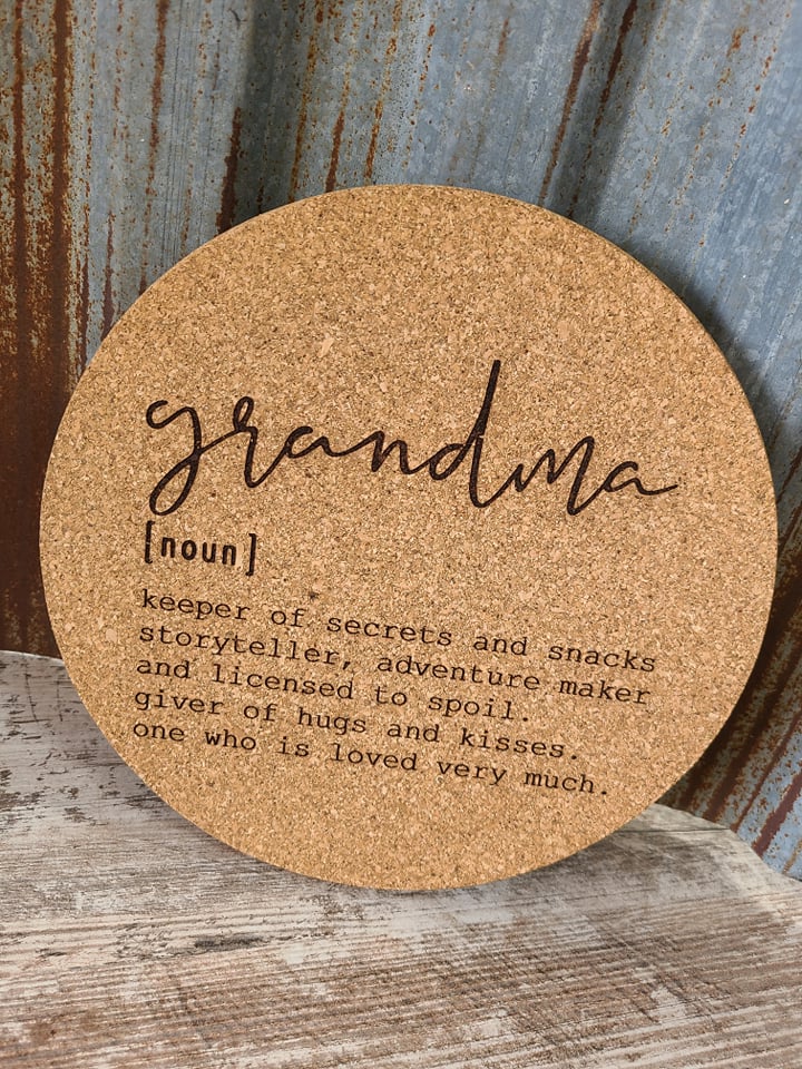 Grandma [noun] Custom Thick Circular Cork Kitchen Trivet