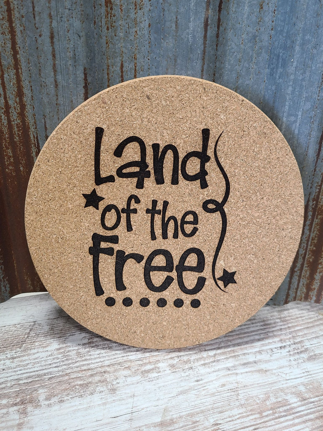 Land of the Free Custom Thick Circular Cork Kitchen Trivet