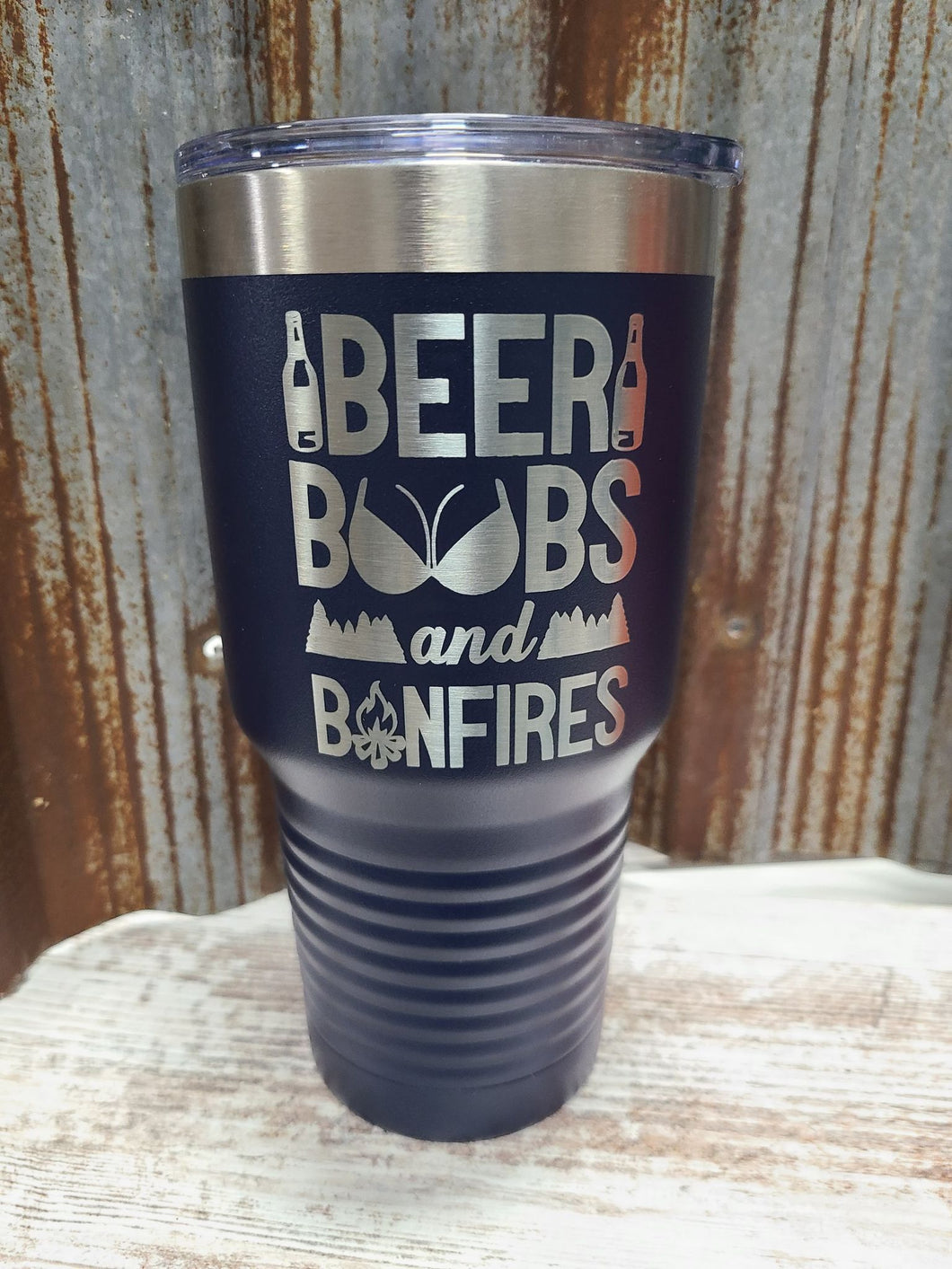 Beer Boobs and Bonfires Navy 30 ounce Tumbler